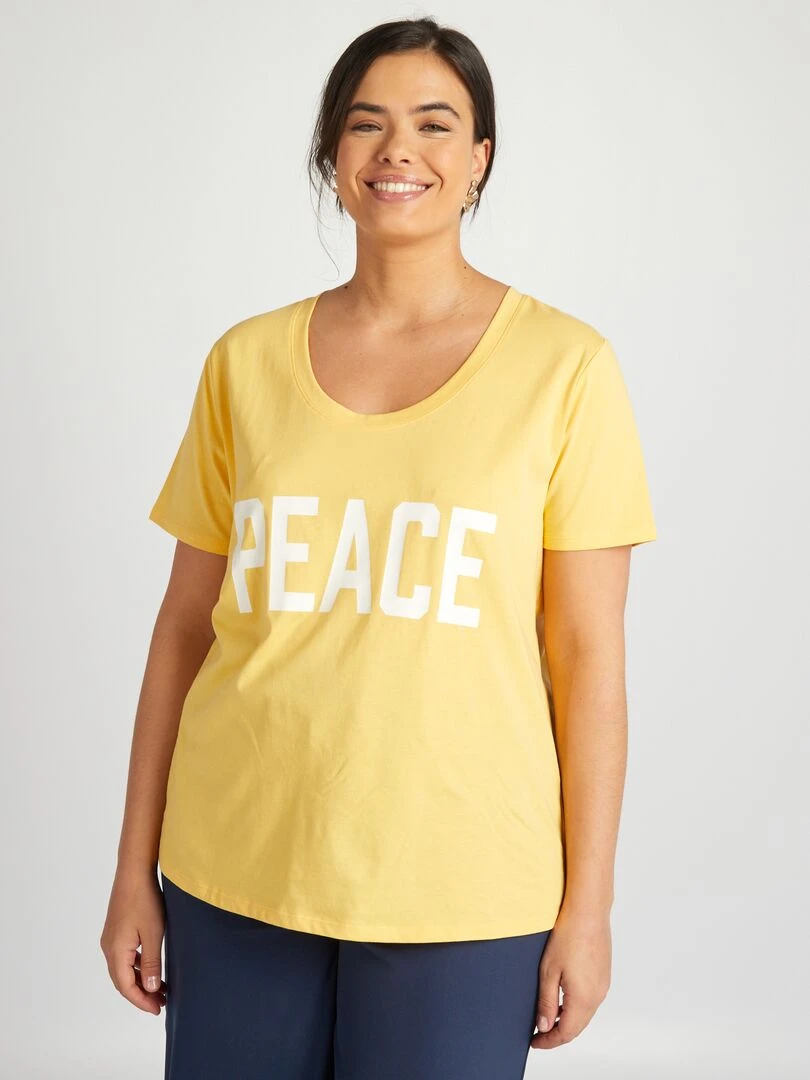 Tee shirt en coton avec imprimé   Jaune