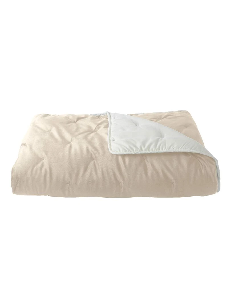 Jeté de lit réversible en velours et microfibre Beige clair