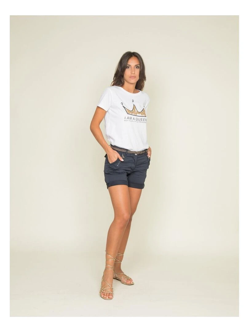 T shirt col rond message FRESIA   Blanc