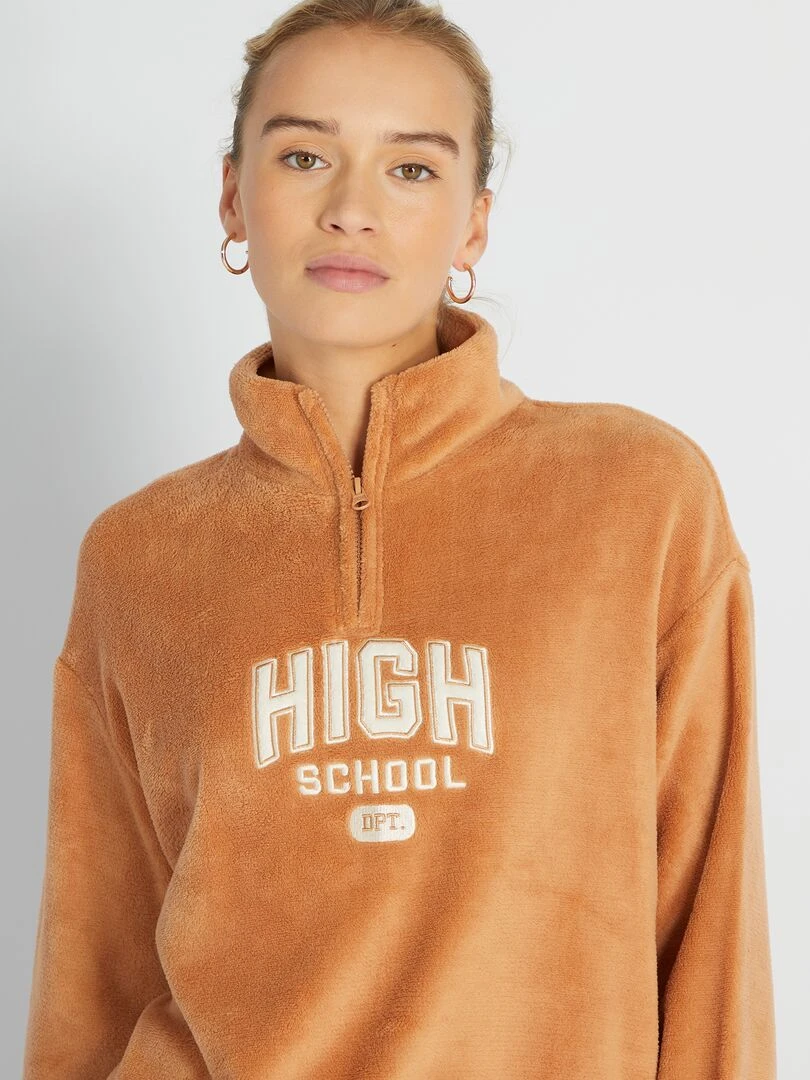 Sweat pyjama en polaire Marron