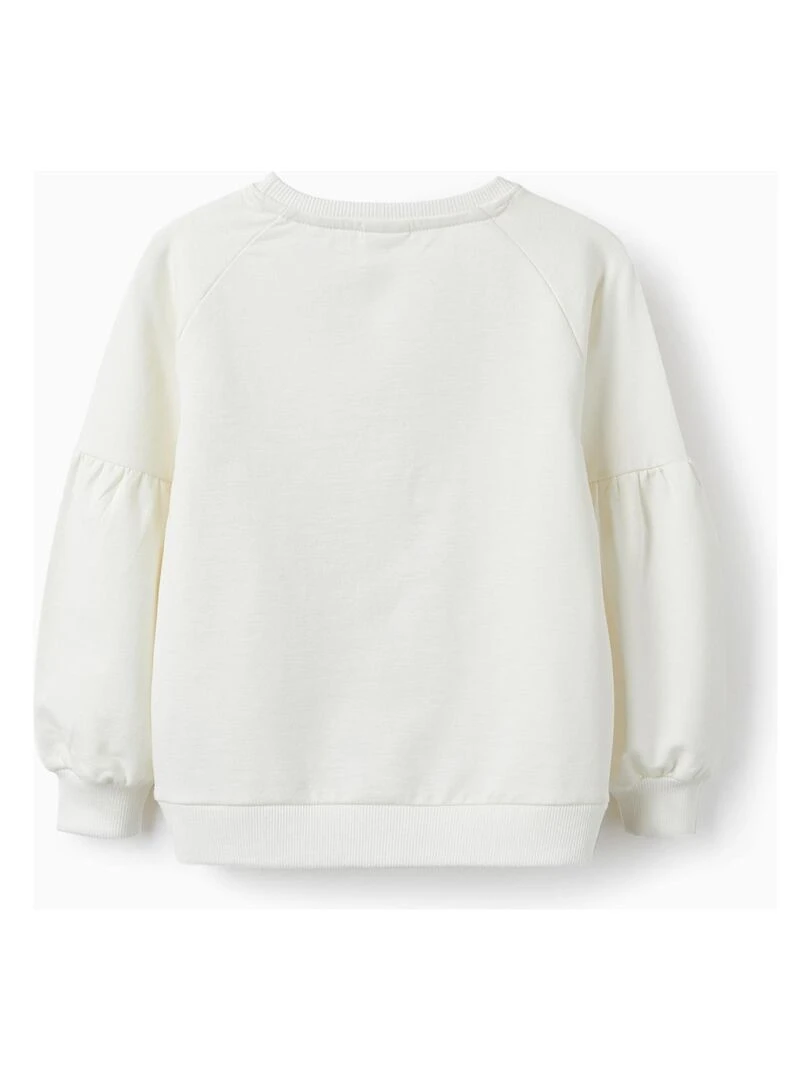 Pull en coton avec perles pour fille SICILIAN DAYS Blanc