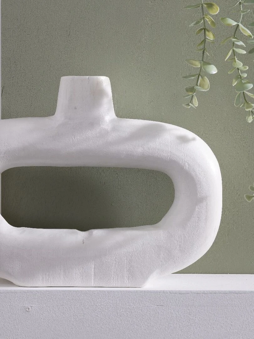 Vase creux oval en bois Blanc