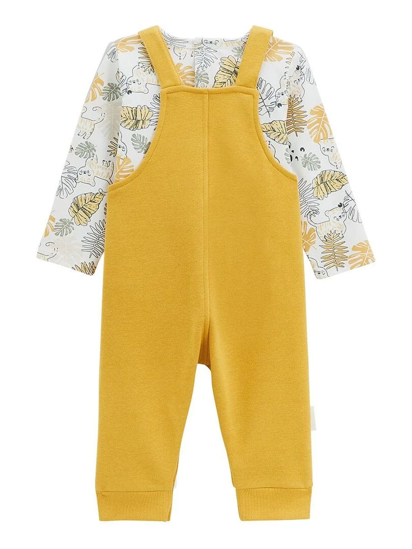 Ensemble salopette bébé en molleton et t shirt Aslan Moutarde
