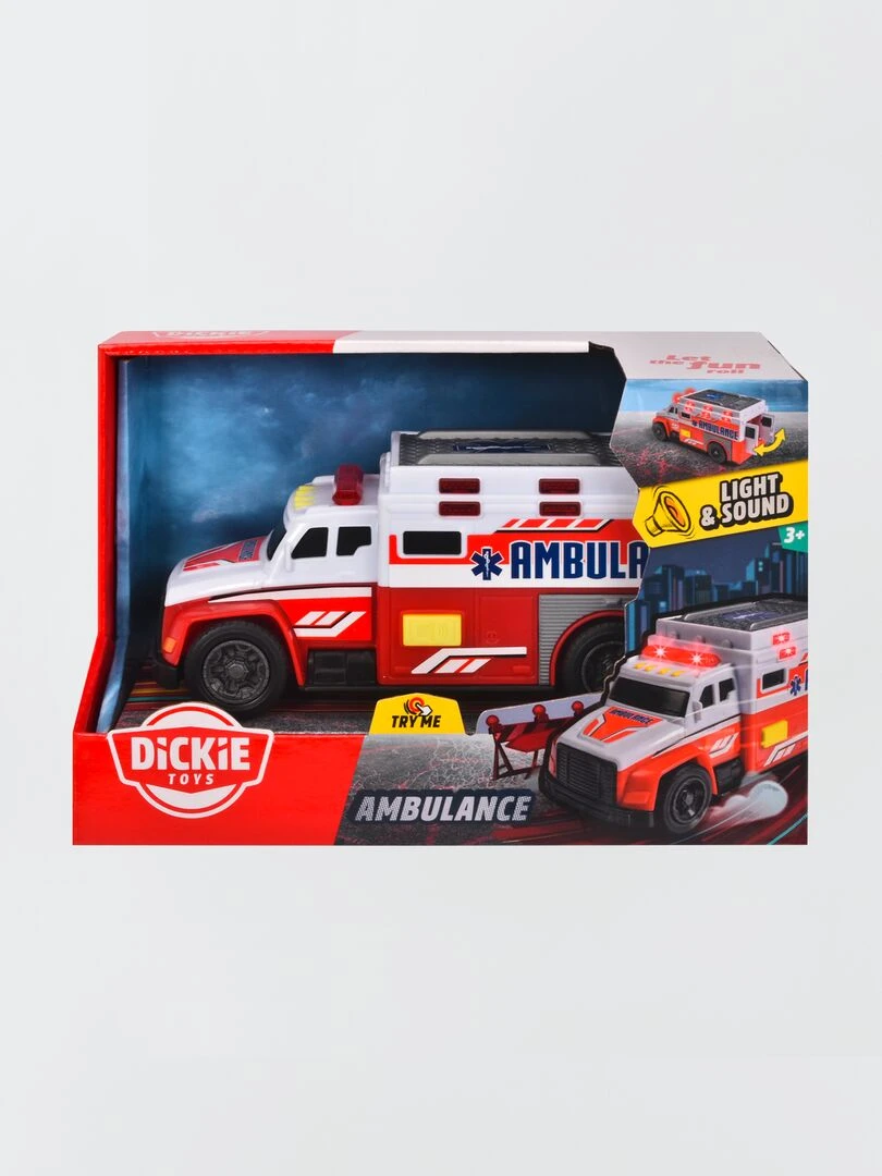 Ambulance Dickie Toys avec son et lumière rouge/blanc