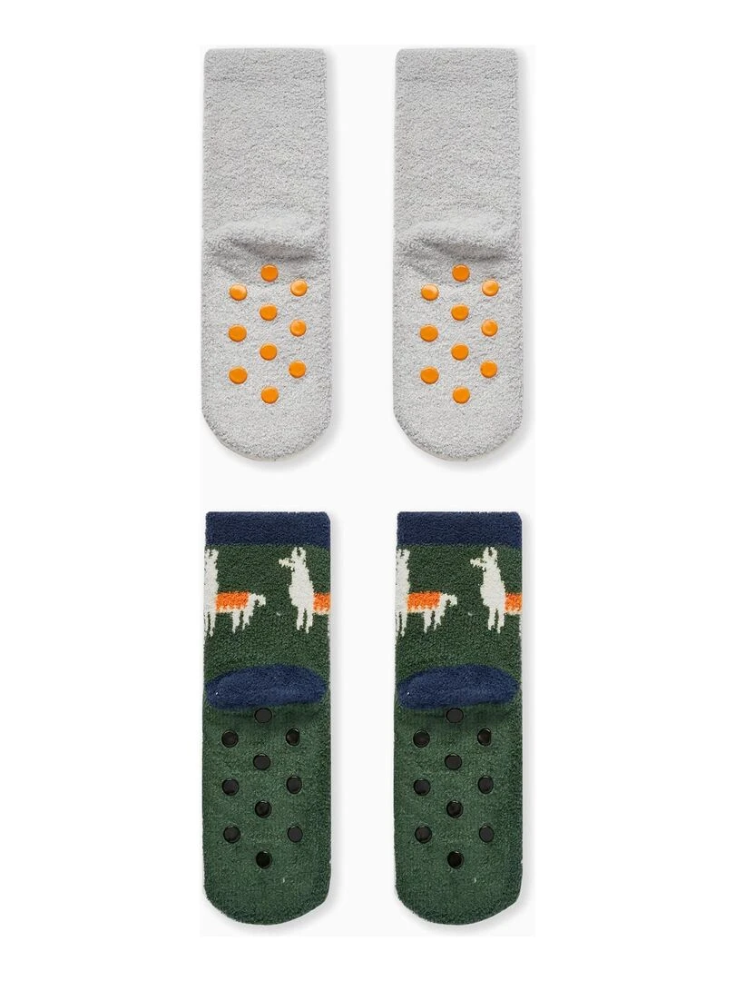 Pack 2 Paires de Chaussettes Antidérapantes pour Garçon 'Lama' DISCOVER PERU Multicolore