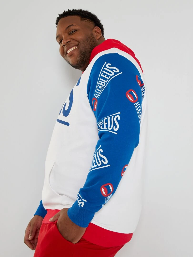 Sweat à capuche en molleton   Allez Les Bleus   Blanc/bleu/rouge