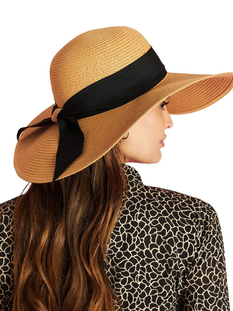 Chapeau de plage avec ruban Complementos   Beige