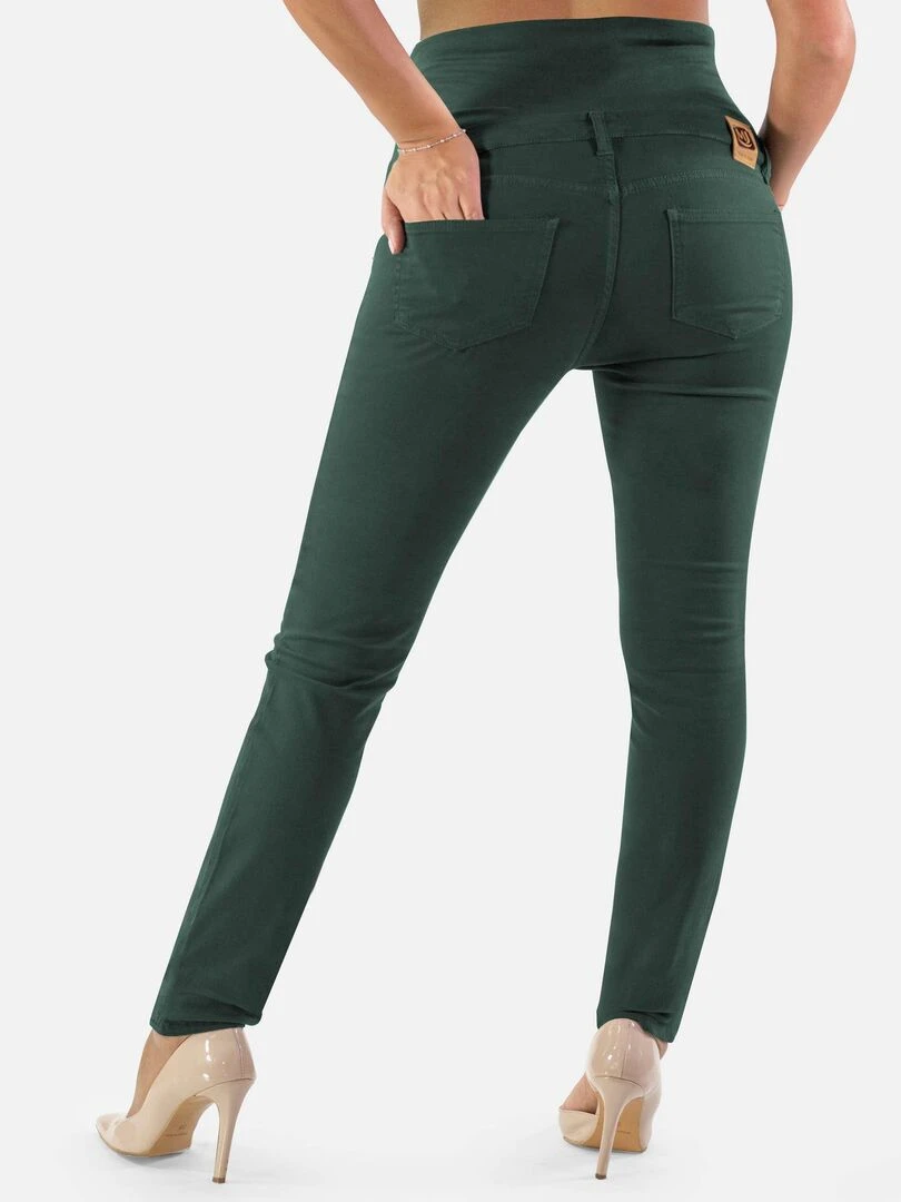 Pantalon de grossesse en coton Coupe slim Bleu   Vert