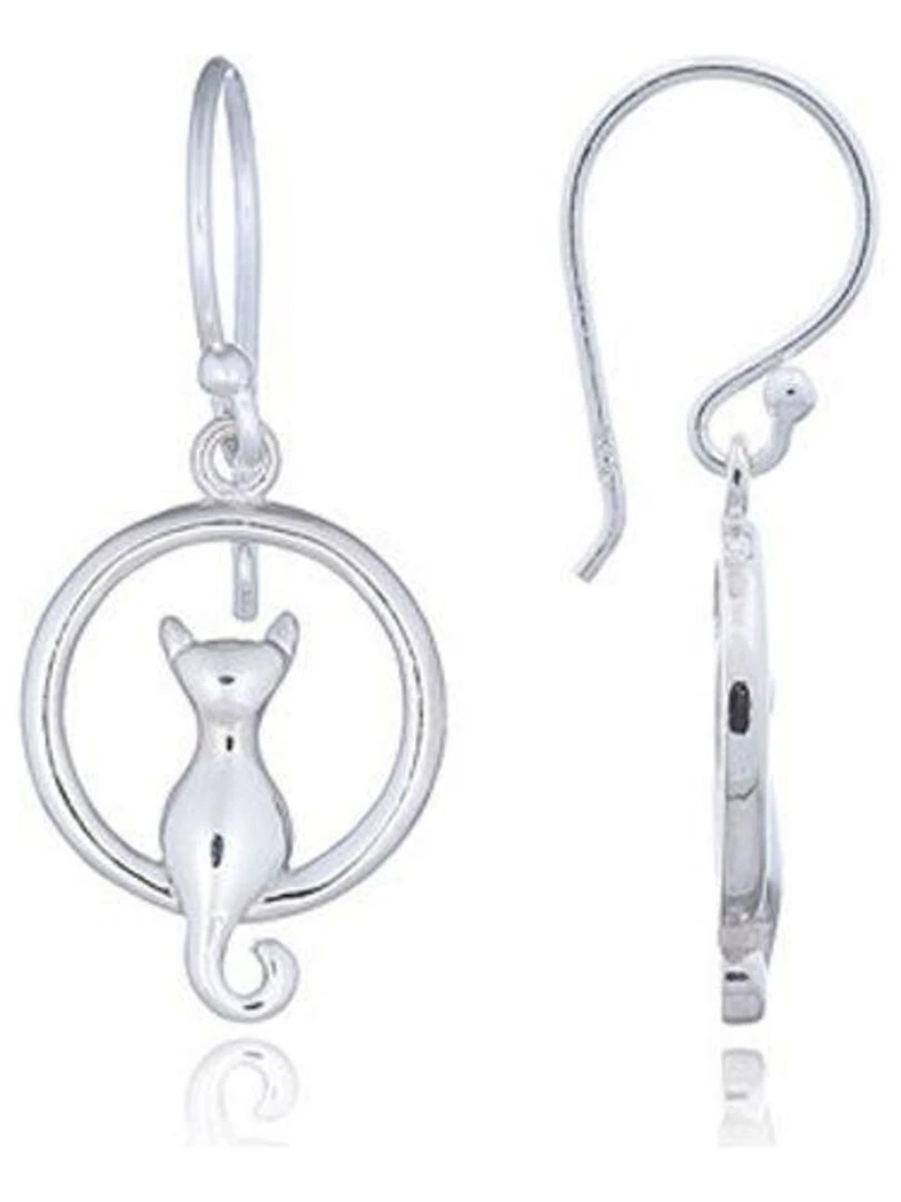 Boucles d'oreilles en argent forme chat Bijoucolor Argent