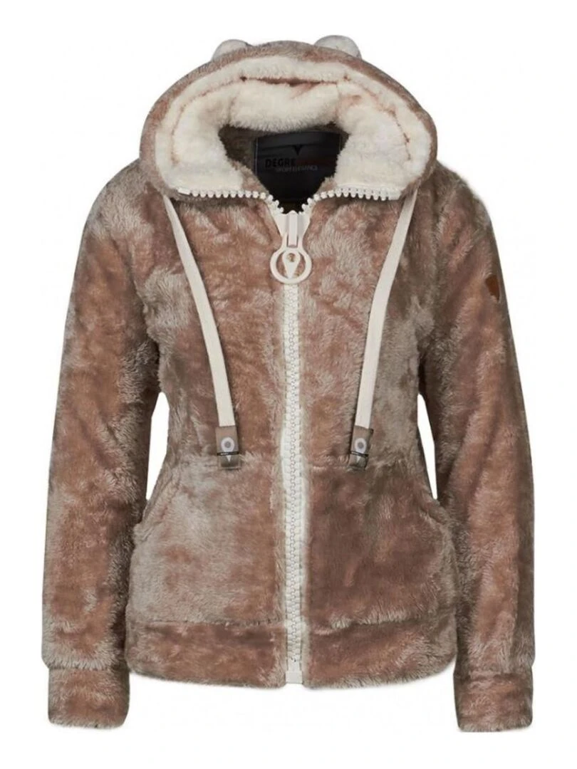 Blouson polaire à capuche femme ARELI Gris taupe