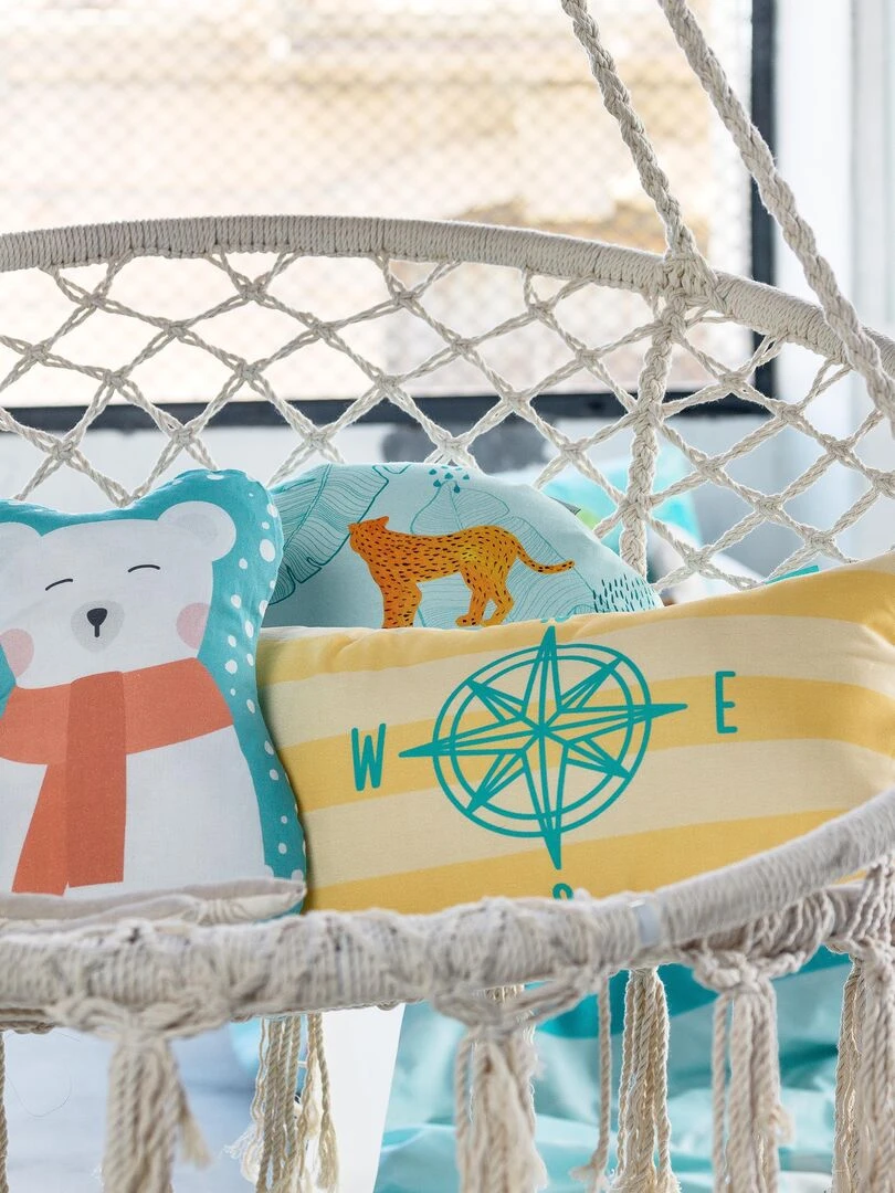 Housse de coussin World map "Happyfriday" Blanc