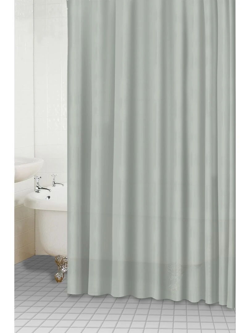 Rideau de douche uni aspect tissu Gris perle