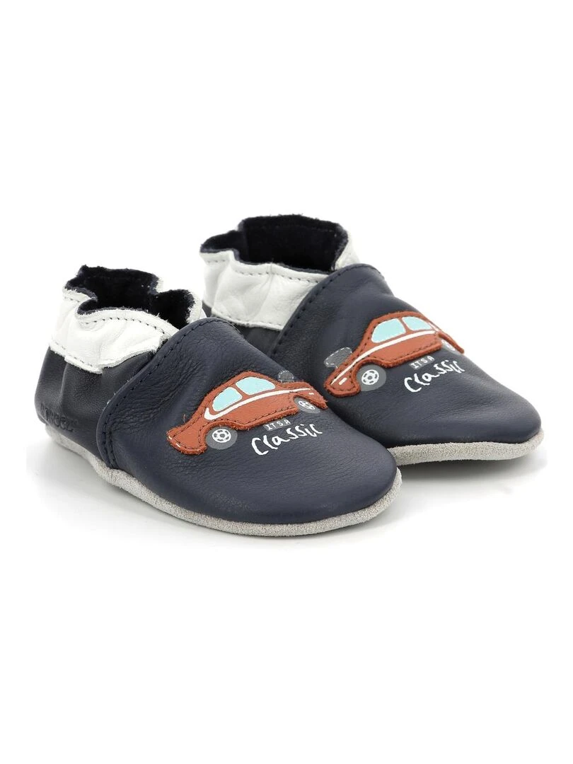 Chaussons Cuir Classicar Bleu marine