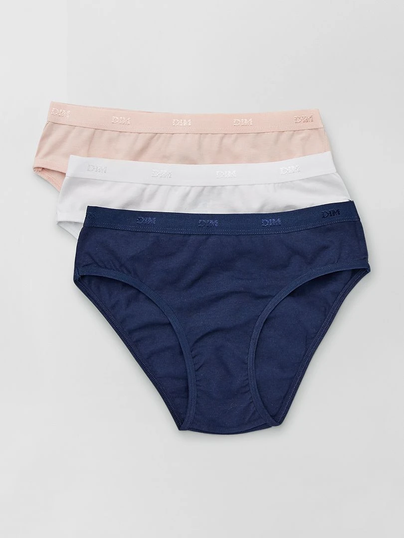 Lot de 3 culottes Les Pockets de 'DIM' blanc/bleu/rose