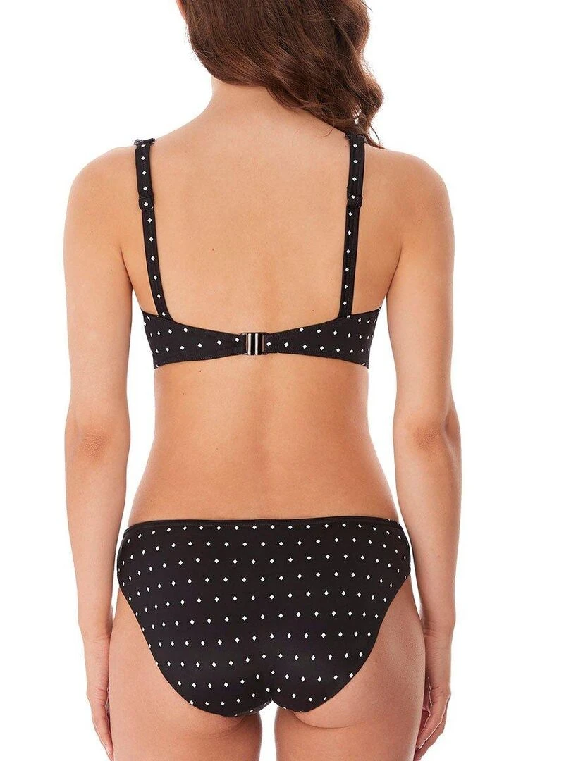 Haut de maillot décolleté plongeant à volant Jewel cove   Noir