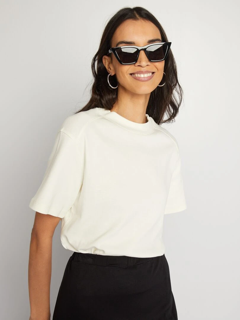T shirt large manches courtes blanc