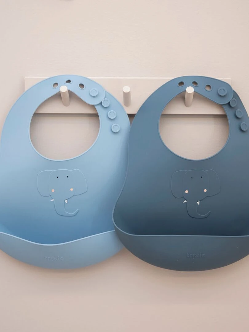 Bavoirs silicone 2pcs MRS. ELEPHANT Bleu