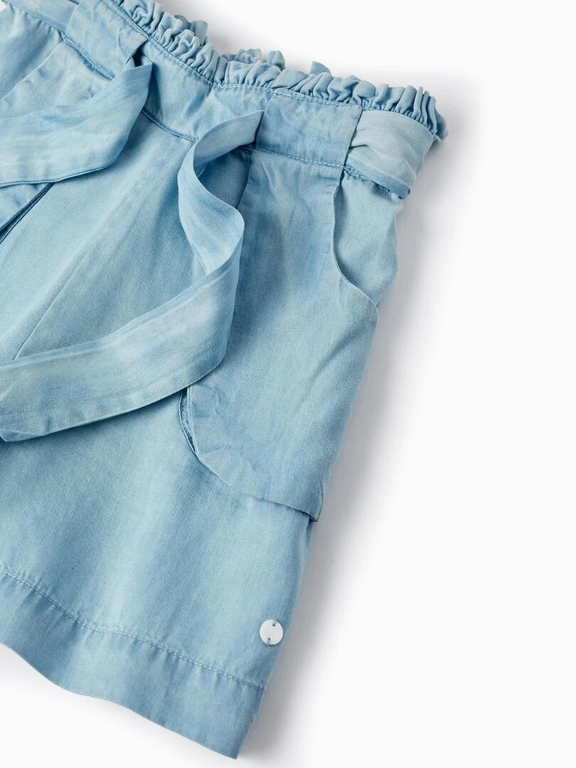 Short En Jean Fin Avec Ruban Pour Fille  MATISSE   Bleu clair