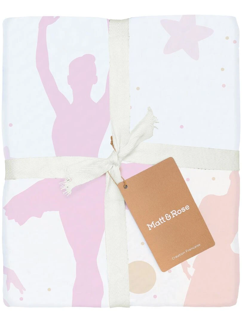 Parure de lit imprimée 100% Coton OPERA Blanc Rose