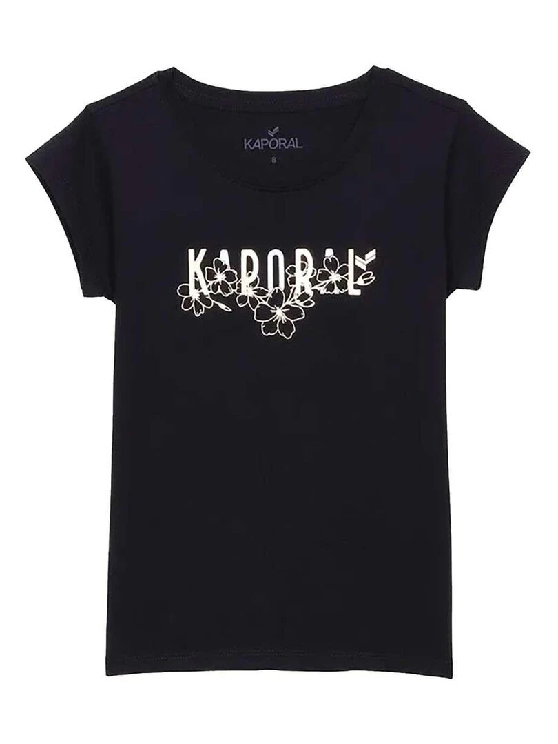 KAPORAL T shirt coton col rond droit Bleu marine