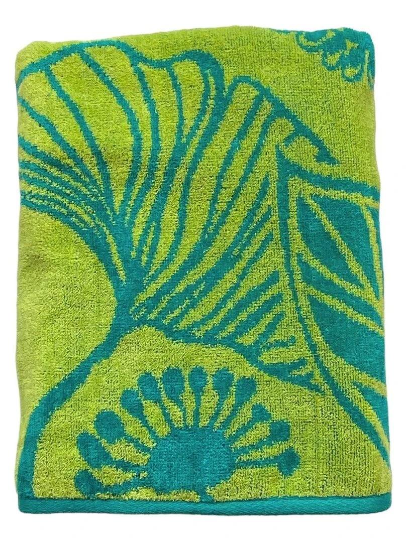Serviette de plage éponge velours Jacquard Tawana 70x140 400g/m²   Vert anis