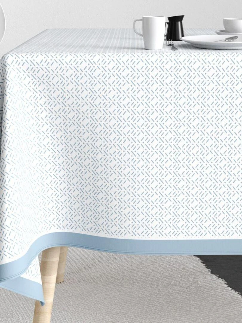 Nappe rectangulaire anti tache en Coton Barba Glace Bleu