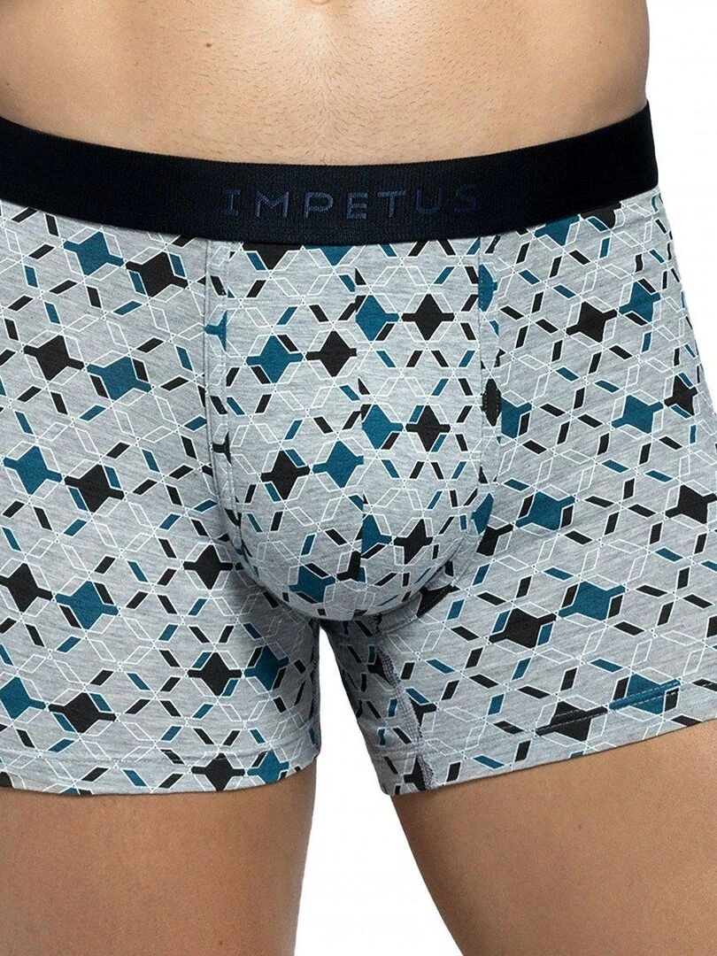 Boxer Brenner à motifs géométrique Gris