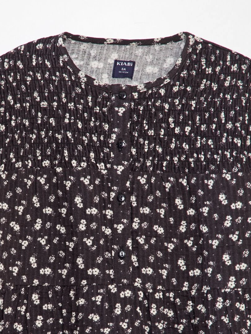 Robe en maille gaufrée fleurie Noir