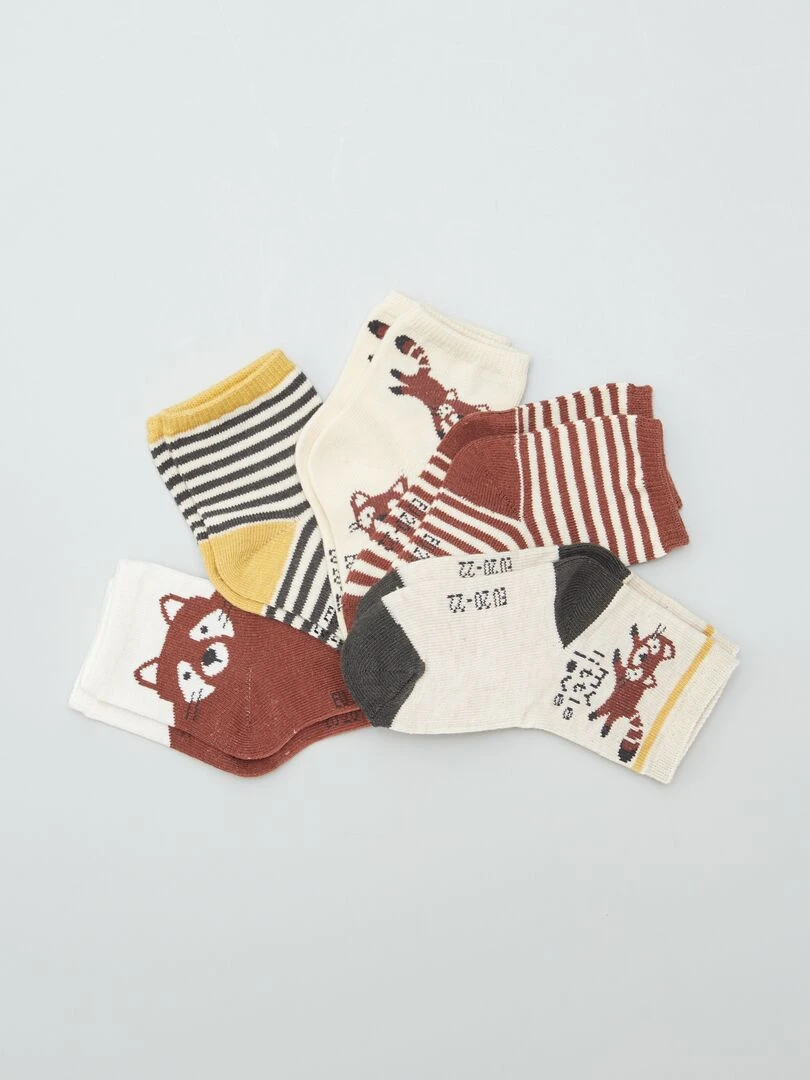 Lot de 5 paires de chaussettes en maille stretch Marron