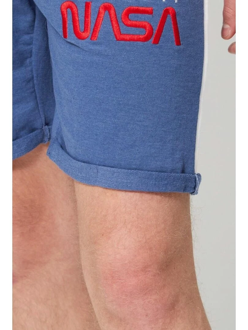 Nasa Bermuda homme imprimé logo en coton Bleu