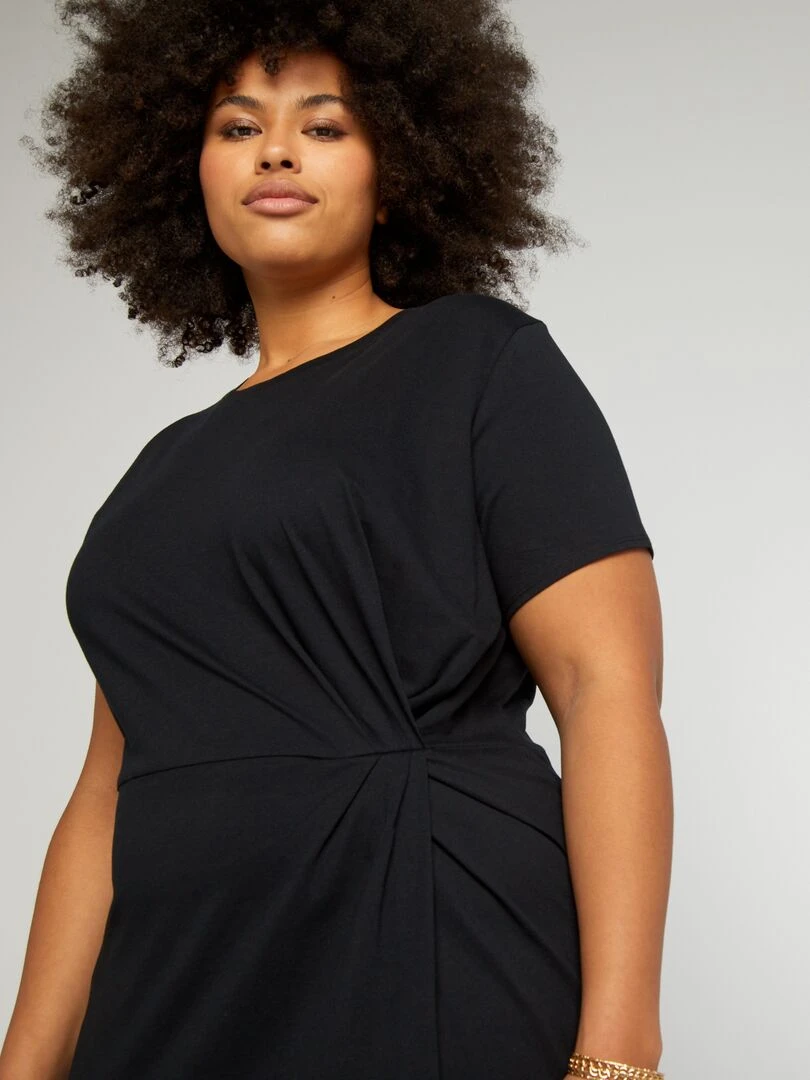 Robe midi froncée noir