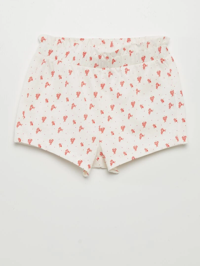 Ensemble t shirt + short imprimé   2 pièces   Rose fleur