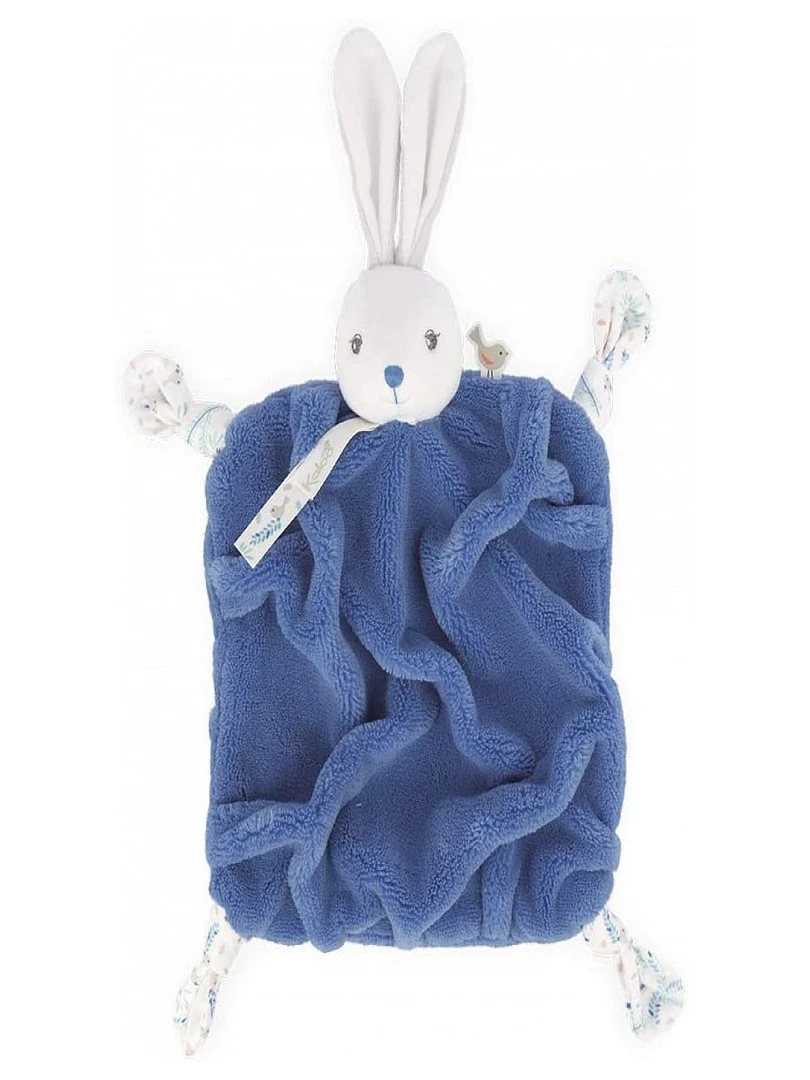 Doudou attache sucette doudou plat Plume lapinou bleu océan (20 cm) Bleu