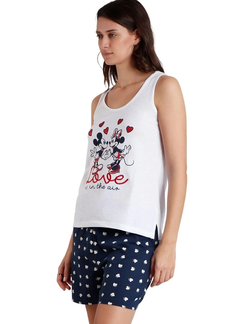 Pyjama short débardeur Love Is In The Air Disney   Blanc