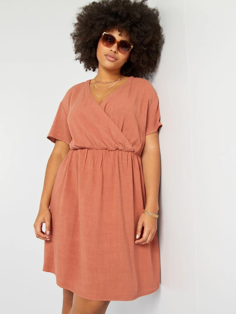 Robe courte cache cœur   Marron