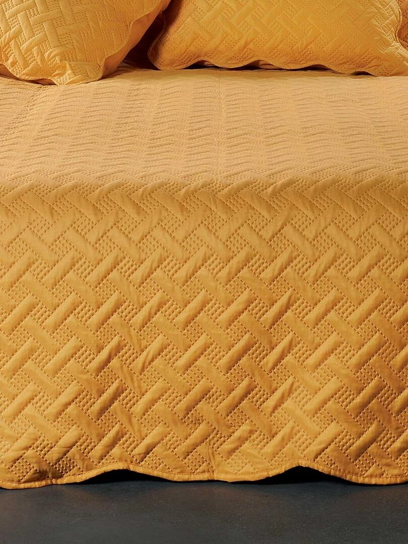 Couverture molletonné surpiquage graphique   Jaune