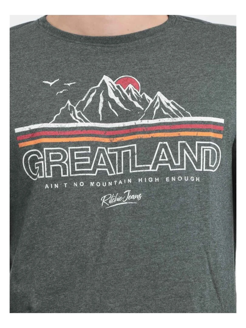 T shirt manches longues col rond JORIMUX   Vert foncé