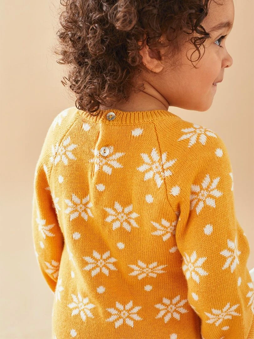 Robe tricot flocons jaune/écru Noukie's Jaune