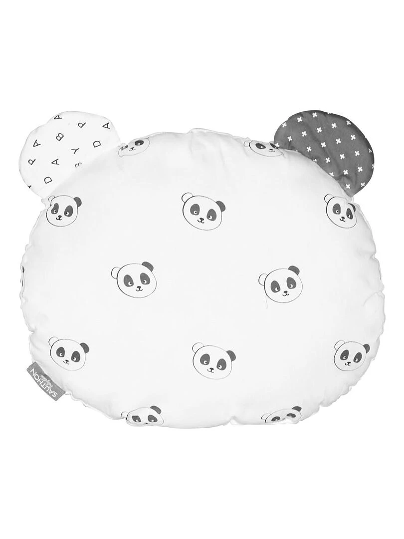 Coussin panda 35x8cm en coton blanc SAUTHON Blanc