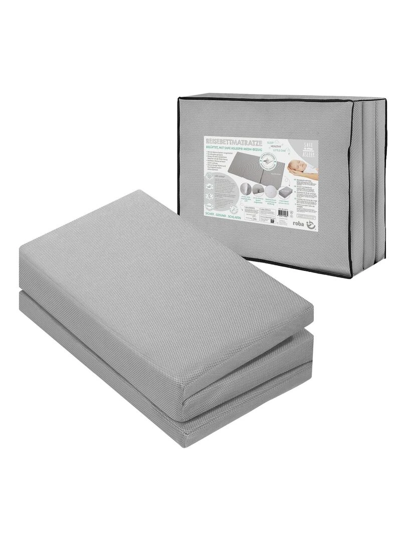 ROBA Matelas de Voyage 60 x 120 cm Pliable safe asleep® Gris Gris