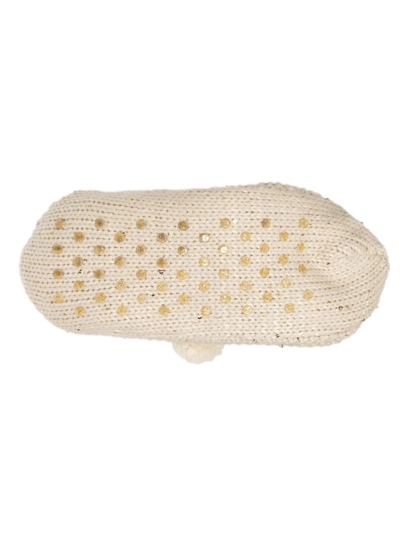 Chaussettes chaussons Femme Sequins Ours   Beige