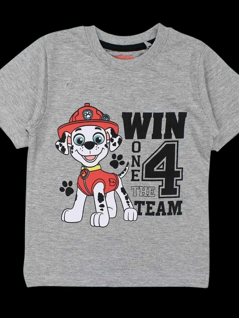 Paw Patrol Ensemble T shirt short garçon Imprimé La Pat' Patrouille Gris