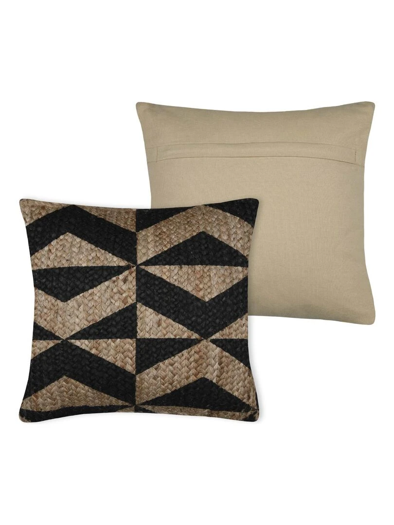 Coussin en jute au style ethnique Noir
