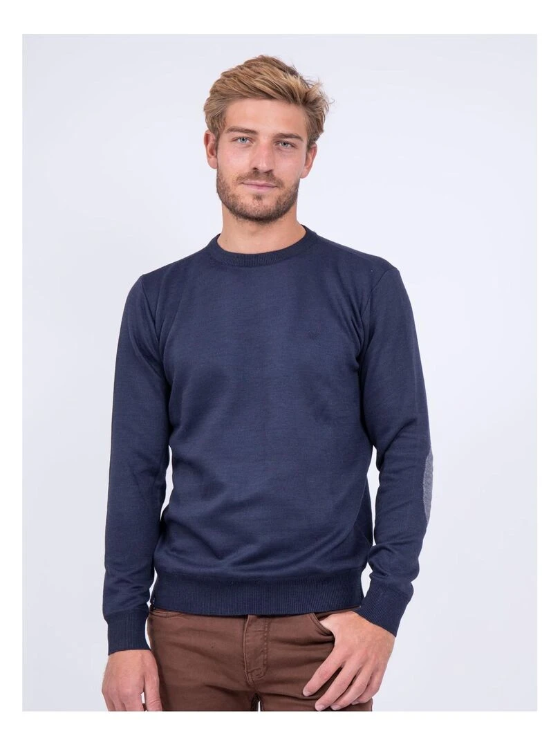 Pull col rond LAMBRE Bleu marine