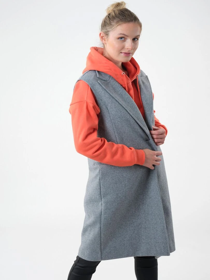 Manteau long sans manches 'Deeluxe' Gris foncé