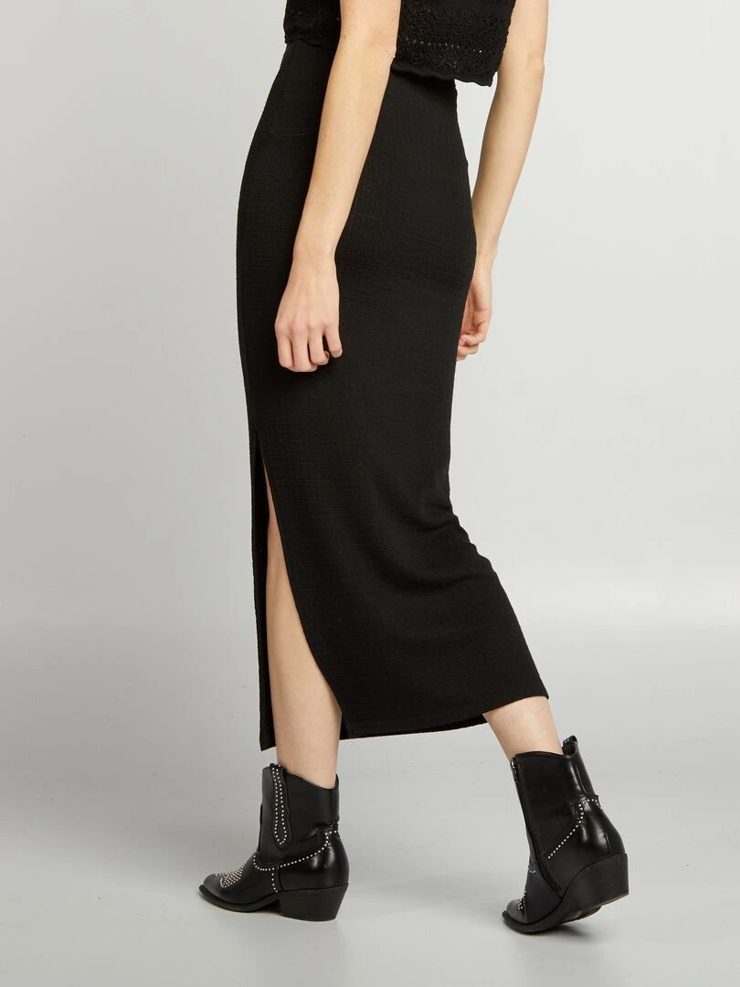 Jupe midi en maille   noir