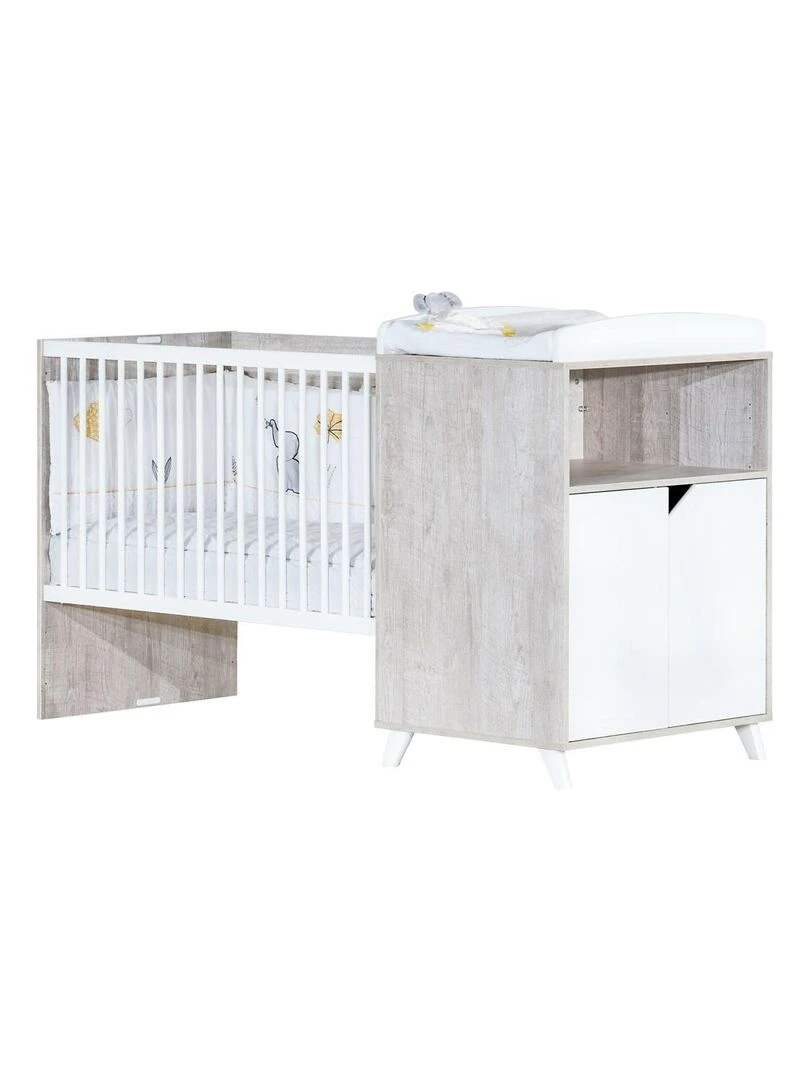 Lit combiné SCANDI BABYPRICE Blanc Gris