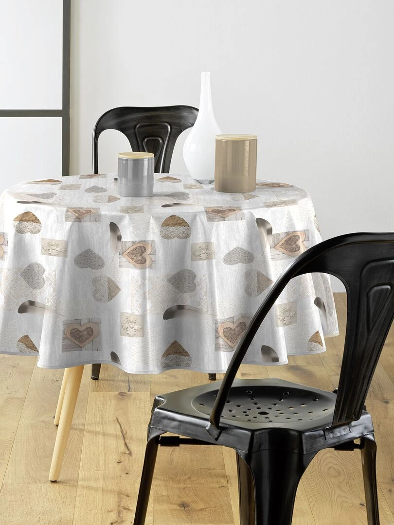 Nappe ronde PVC 160 cm Coeur delicia Multicolore