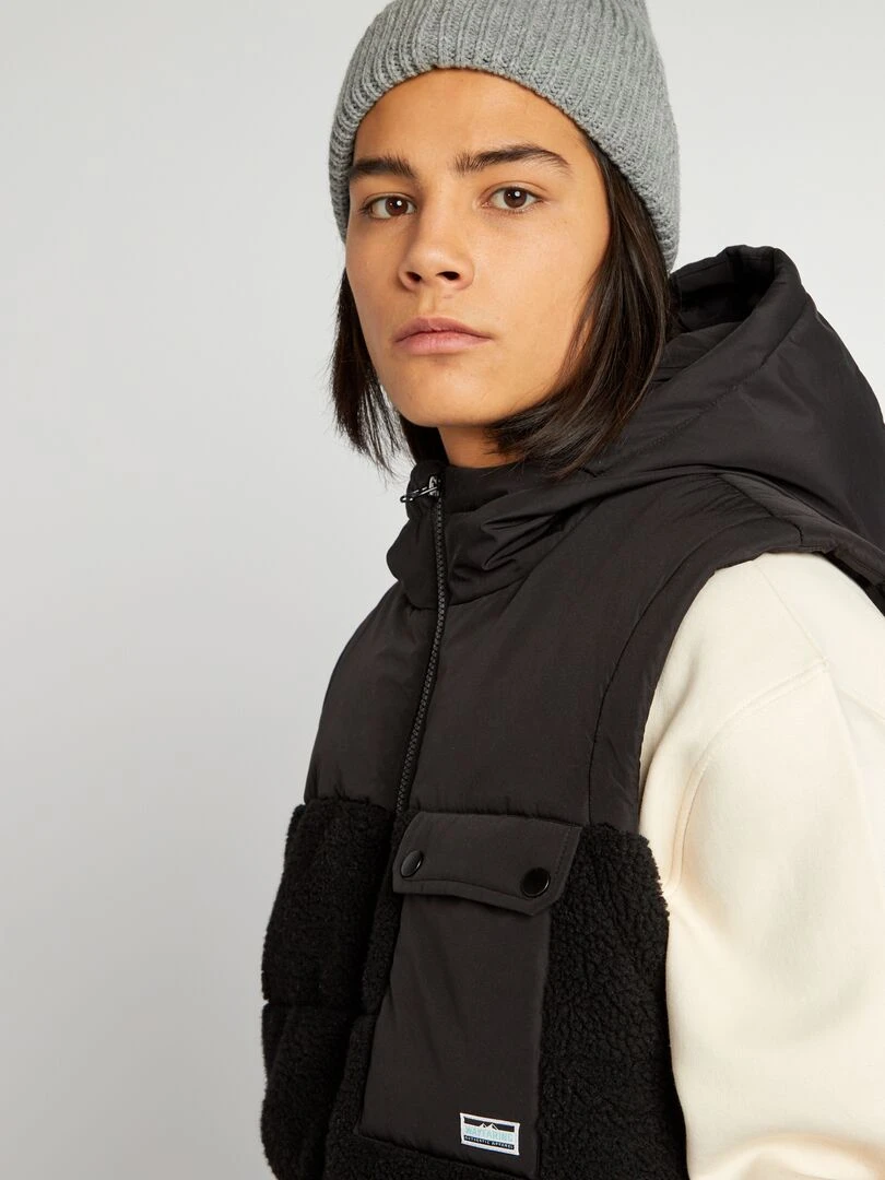Veste en sherpa sans manches   noir