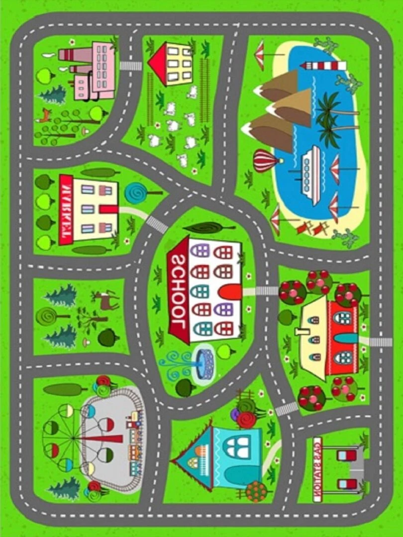 Tapis Enfant Village Vert